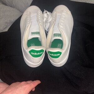 Adidas White Shoes with Green Accents
